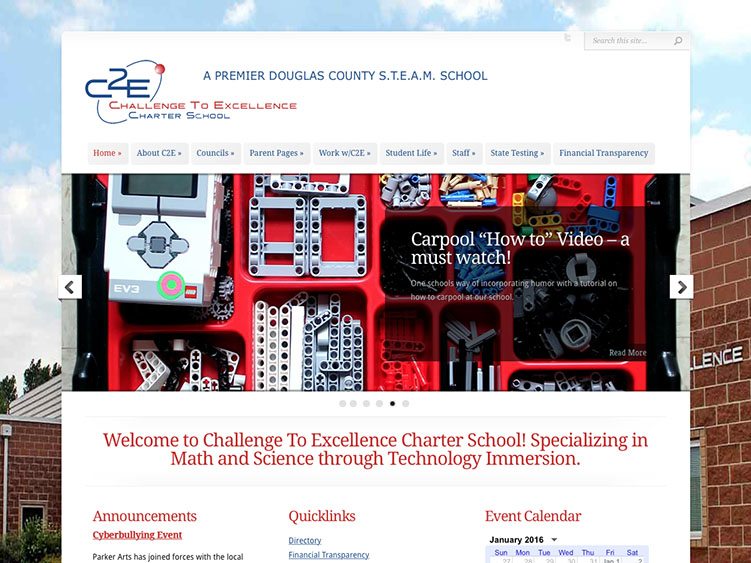 Website screenshot for Challenge to Excellence charter school