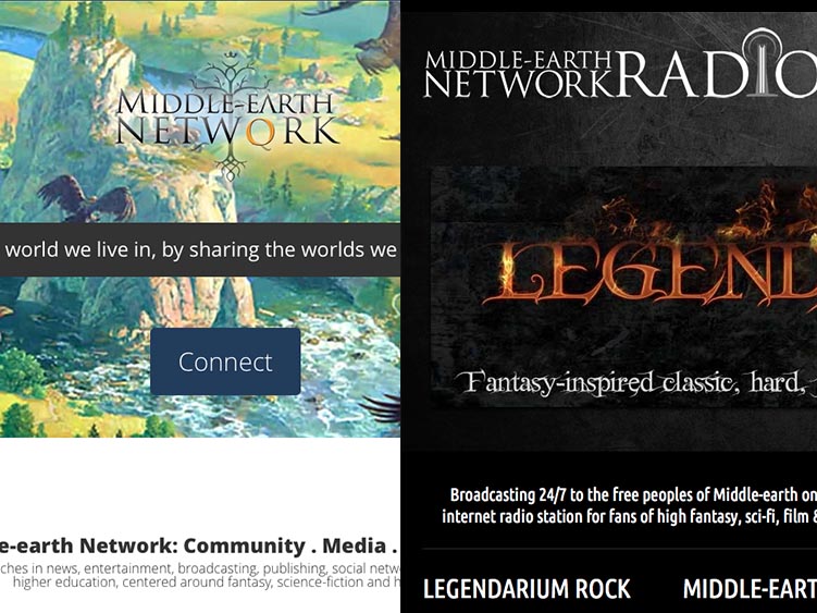Website screenshot for Middle-earth Network and Middle-earth Network Radio