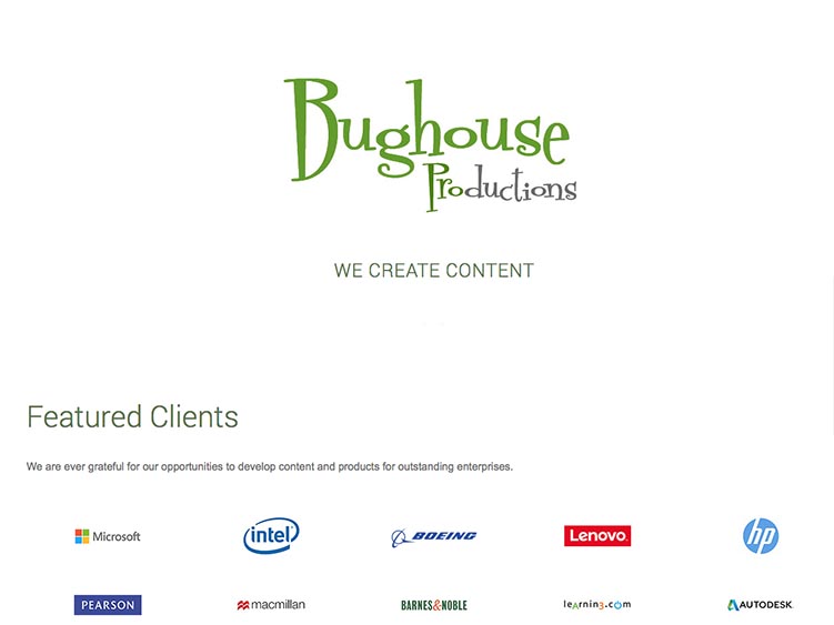 Website screenshot for Bughouse Productions